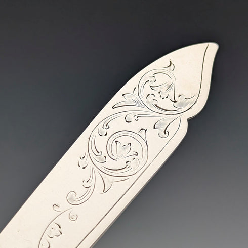 1899 年英國古董白色珍珠手柄純銀刀片 4 對甜點餐具約翰桑德森